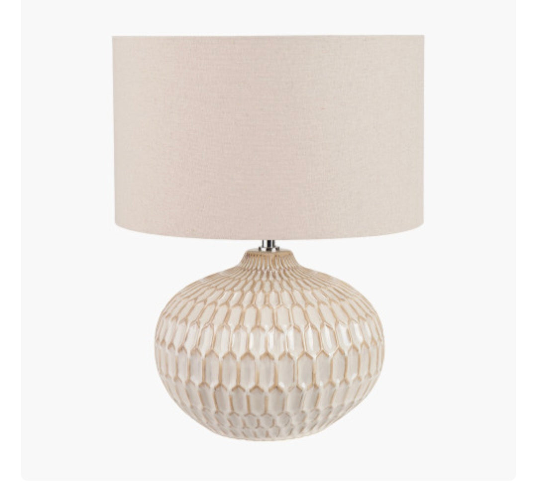 Cassius Warm White Textured Glazed Ceramic Table Lamp
