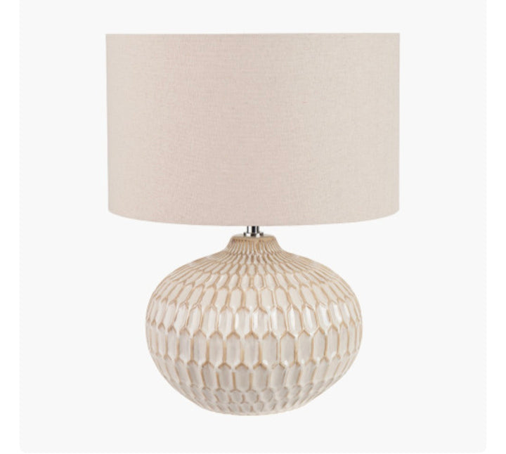 Cassius Warm White Textured Glazed Ceramic Table Lamp