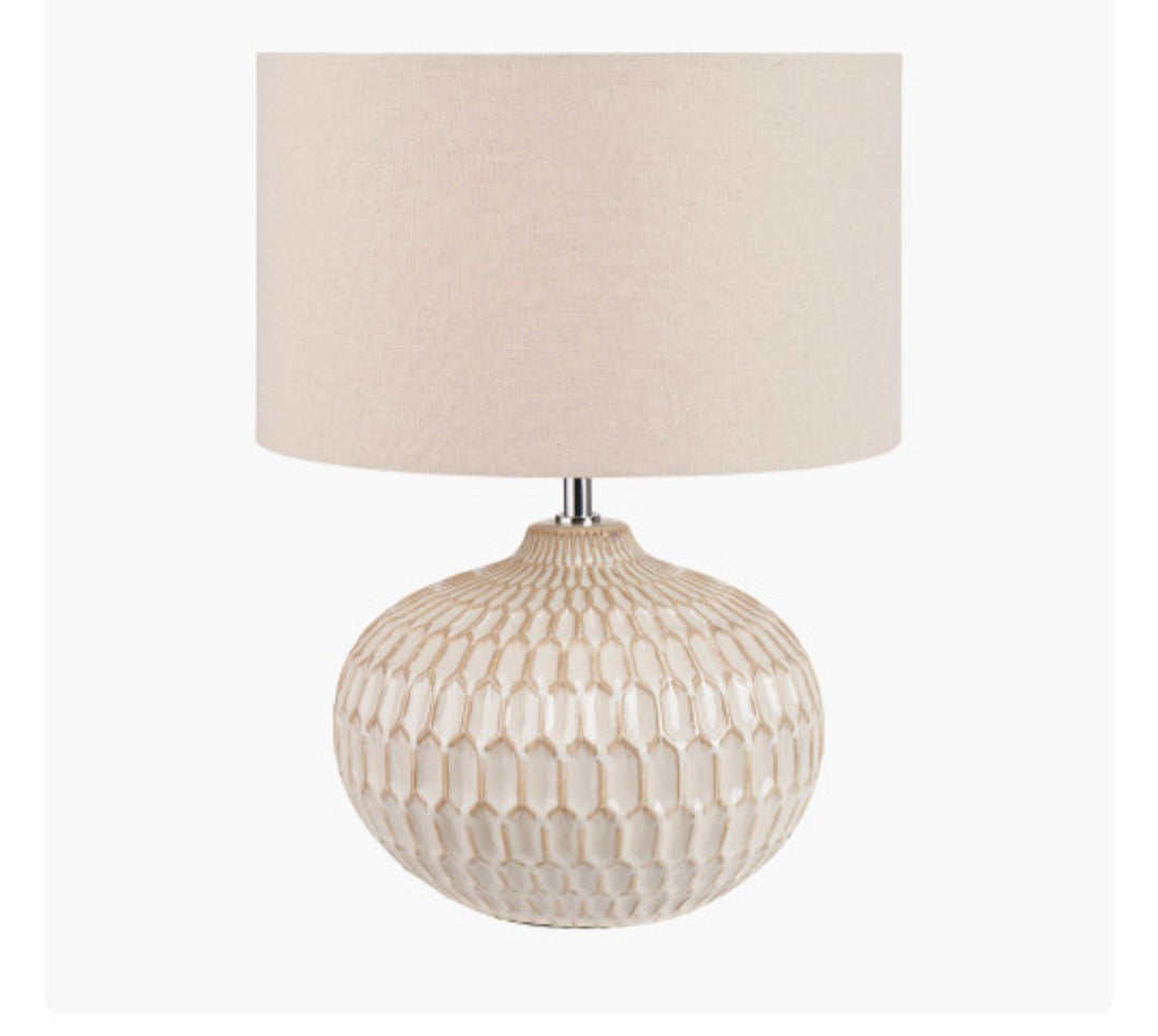Cassius Warm White Textured Glazed Ceramic Table Lamp