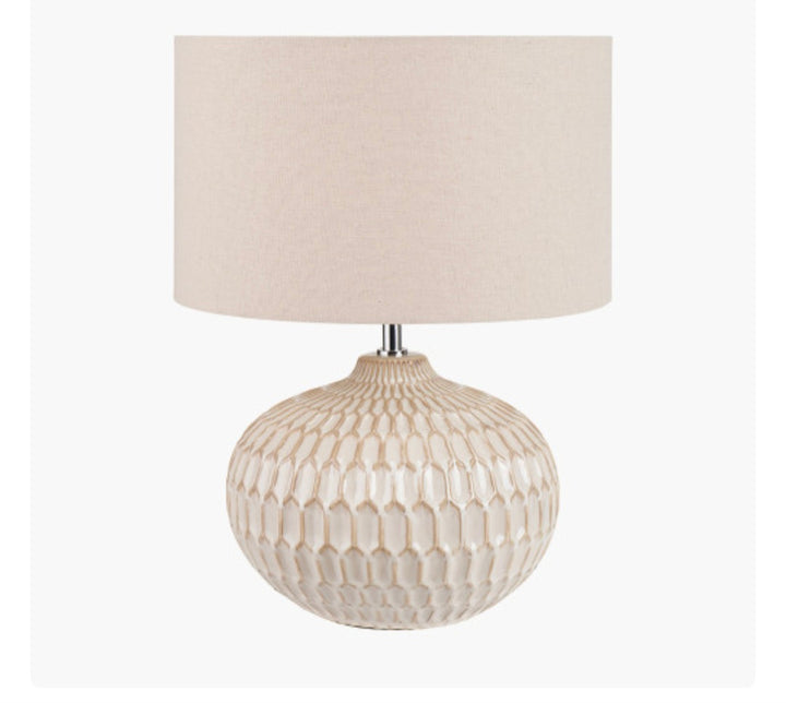 Cassius Warm White Textured Glazed Ceramic Table Lamp