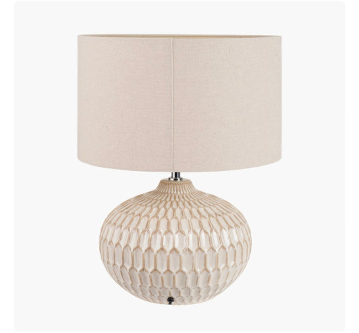 Cassius Warm White Textured Glazed Ceramic Table Lamp
