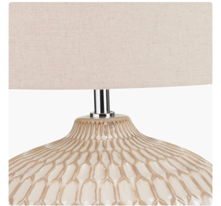 Cassius Warm White Textured Glazed Ceramic Table Lamp