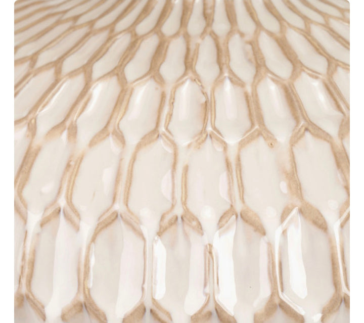 Cassius Warm White Textured Glazed Ceramic Table Lamp