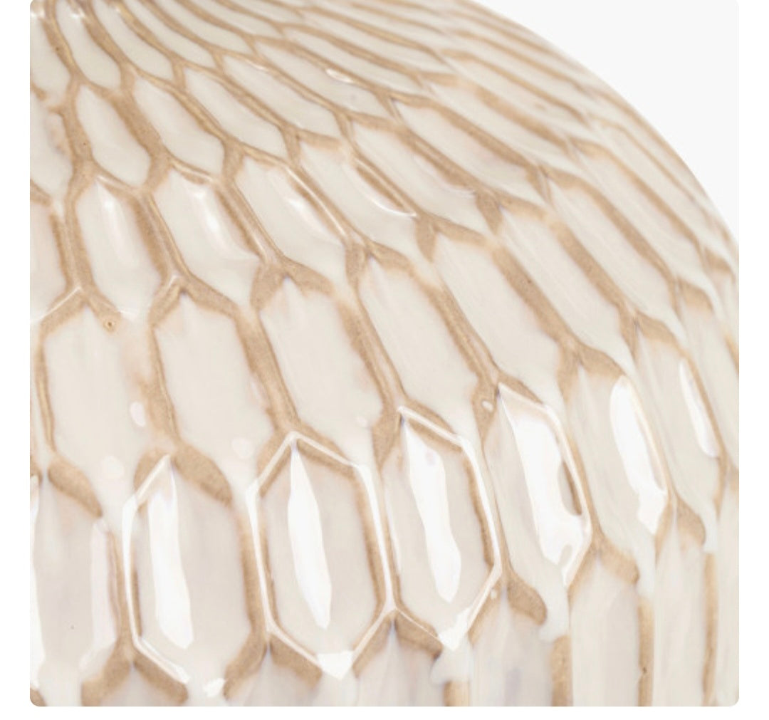 Cassius Warm White Textured Glazed Ceramic Table Lamp