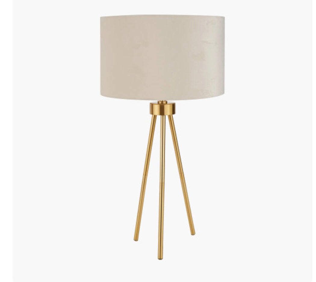 Houston Brushed Brass Metal Tripod Table Lamp