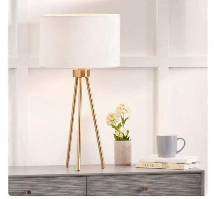 Houston Brushed Brass Metal Tripod Table Lamp