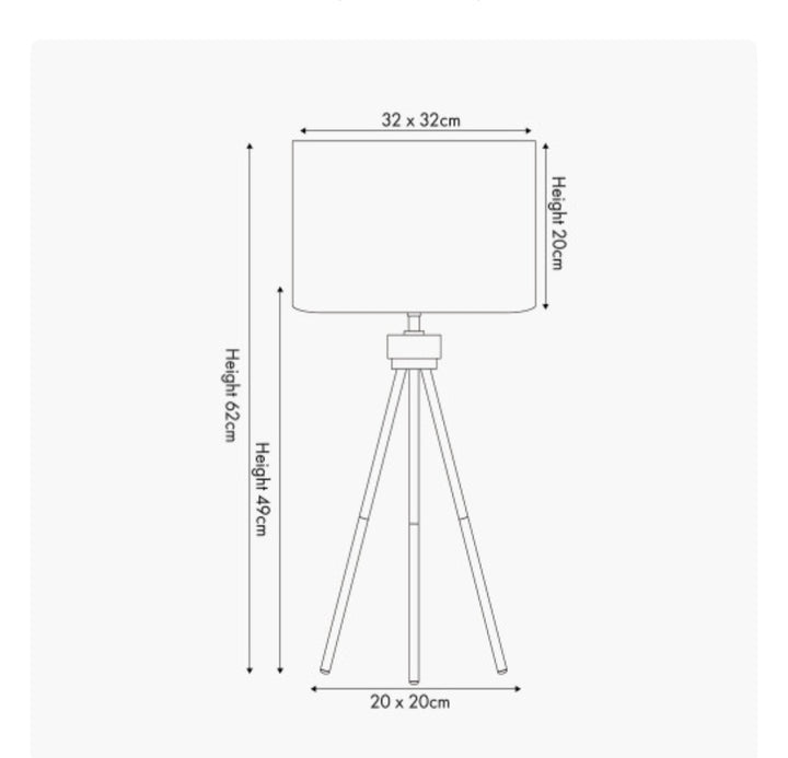 Houston Brushed Brass Metal Tripod Table Lamp