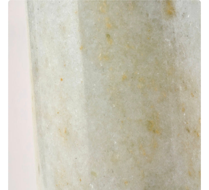 Kiorini White Marble Table Lamp Base with Lino 30cm Black Self Lined Linen Cylinder Lampshade
