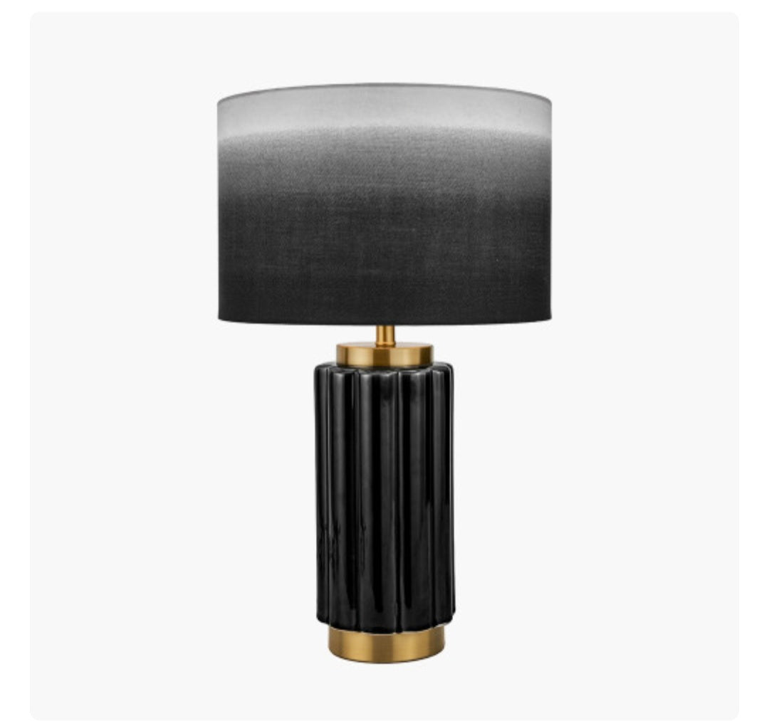 Lushan Black Scalloped Ceramic Table Lamp