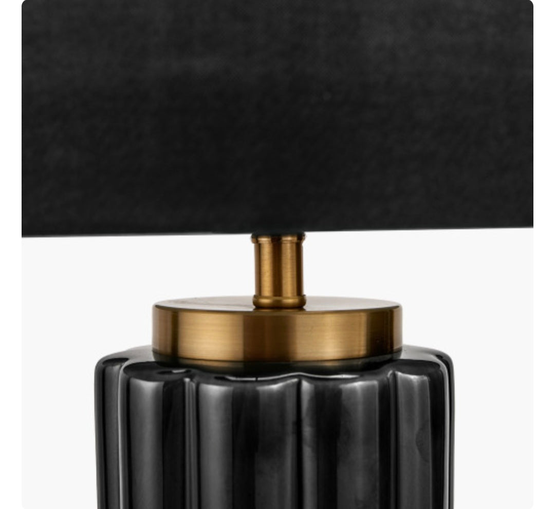Lushan Black Scalloped Ceramic Table Lamp