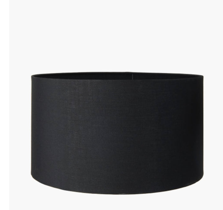 Dempsey Black Velvet and Antique Gold Metal Table Lamp Base with Harry 30cm Black Cotton Mix Cylinder Lampshade