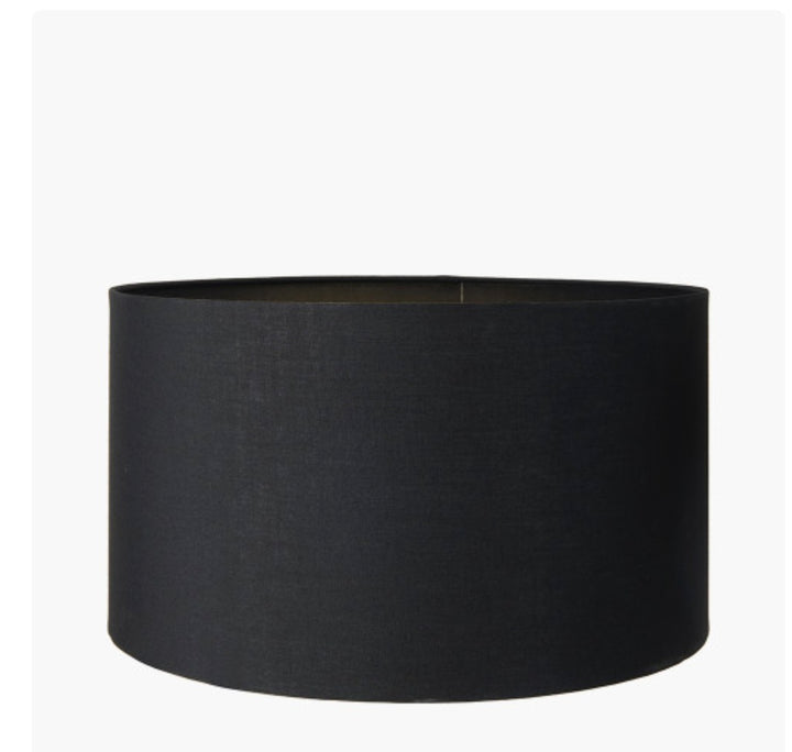 Dempsey Black Velvet and Antique Gold Metal Table Lamp Base with Harry 30cm Black Cotton Mix Cylinder Lampshade