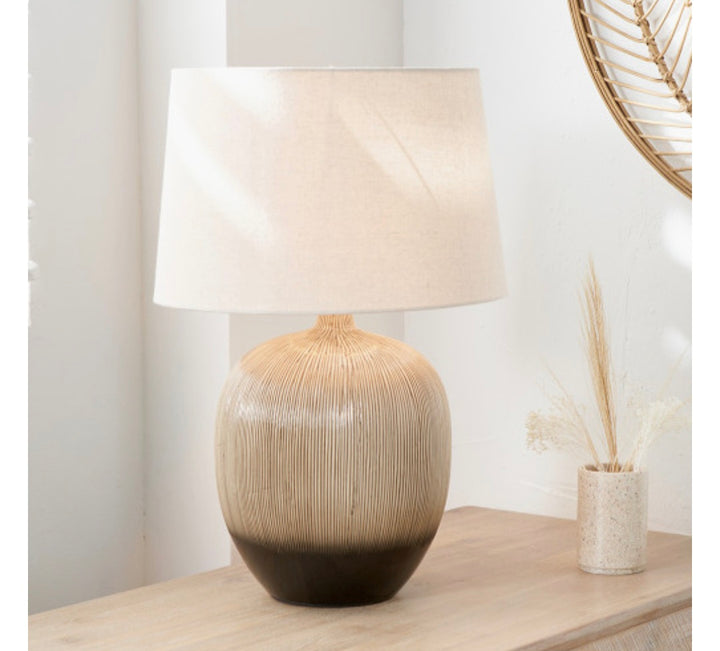 Greta Brown and Black Textured Ceramic Table Lamp