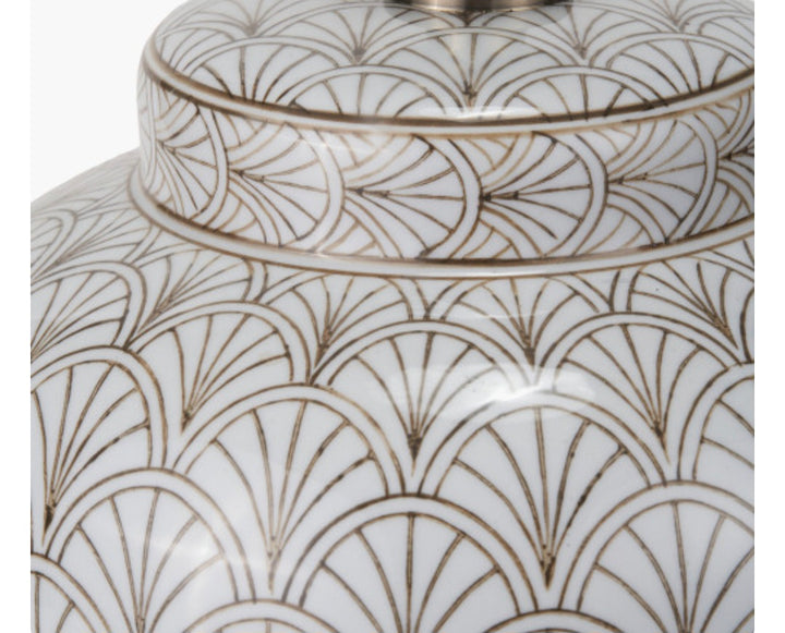 Barbier White Art Deco Fan Ceramic Table Lamp Base