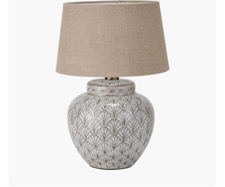 Barbier White Art Deco Fan Ceramic Table Lamp Base