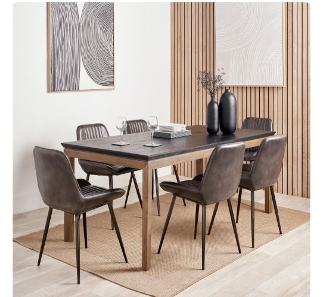 Gio Black and Natural Acacia Wood Dining Table/6 seater