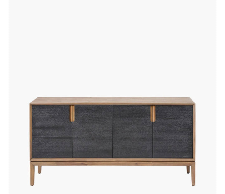 Gio Black and Natural Acacia Wood 4 Door Sideboard