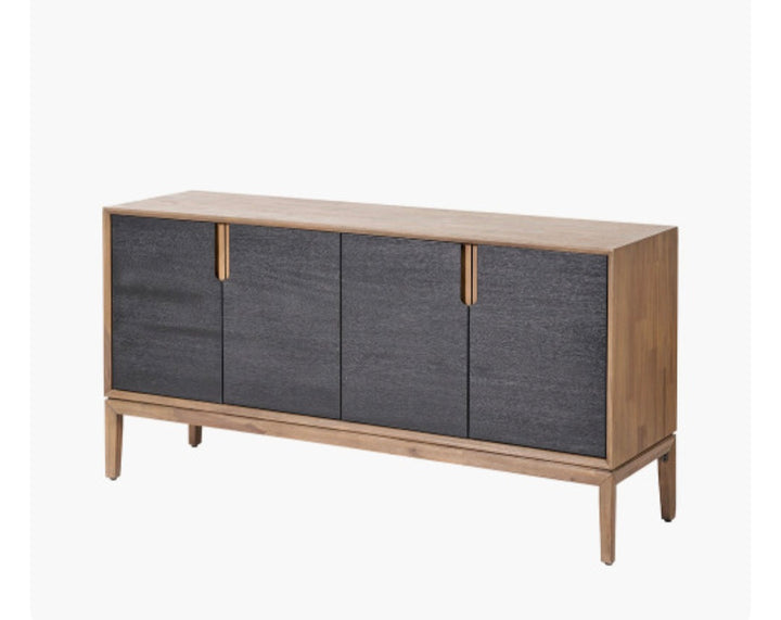 Gio Black and Natural Acacia Wood 4 Door Sideboard