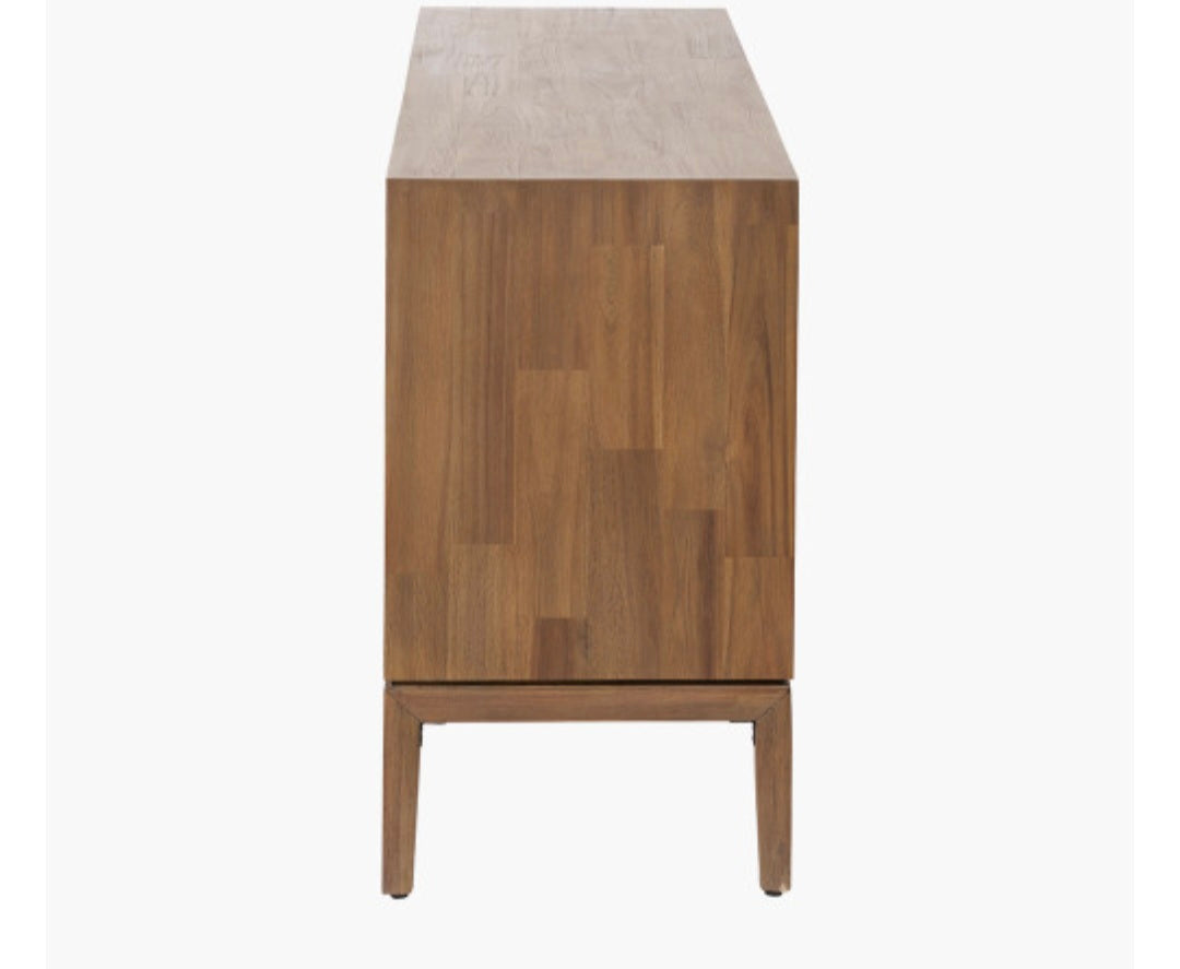 Gio Black and Natural Acacia Wood 4 Door Sideboard