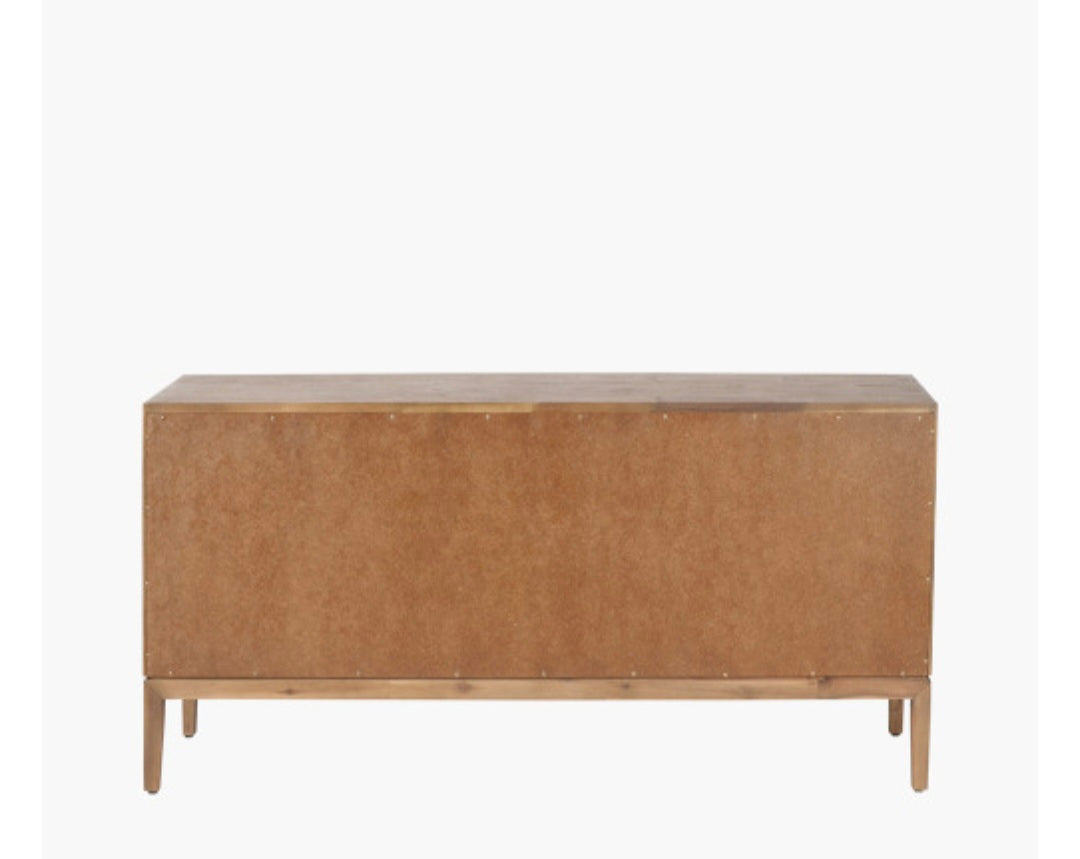 Gio Black and Natural Acacia Wood 4 Door Sideboard