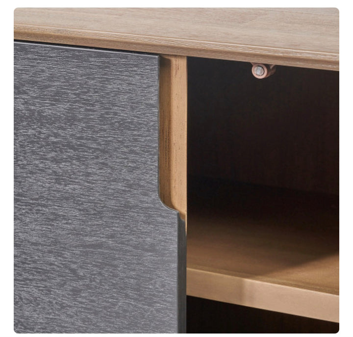 Gio Black and Natural Acacia Wood 4 Door Sideboard