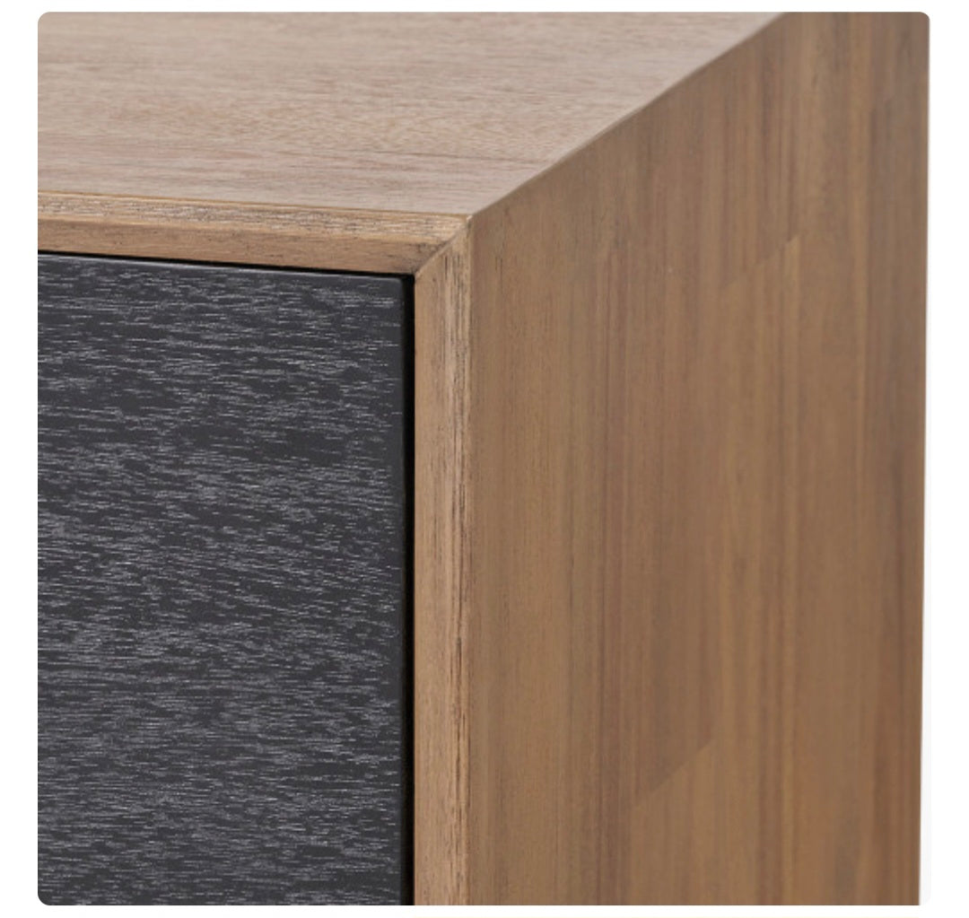 Gio Black and Natural Acacia Wood 4 Door Sideboard