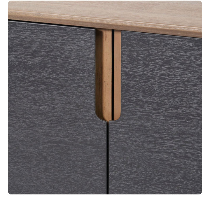 Gio Black and Natural Acacia Wood 4 Door Sideboard