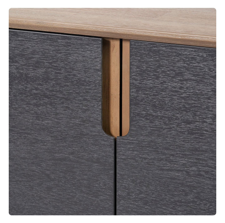Gio Black and Natural Acacia Wood 4 Door Sideboard