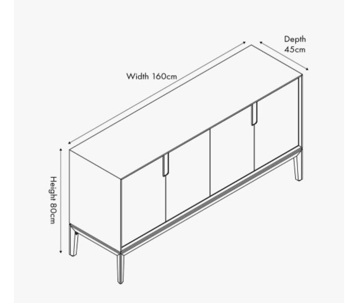 Gio Black and Natural Acacia Wood 4 Door Sideboard