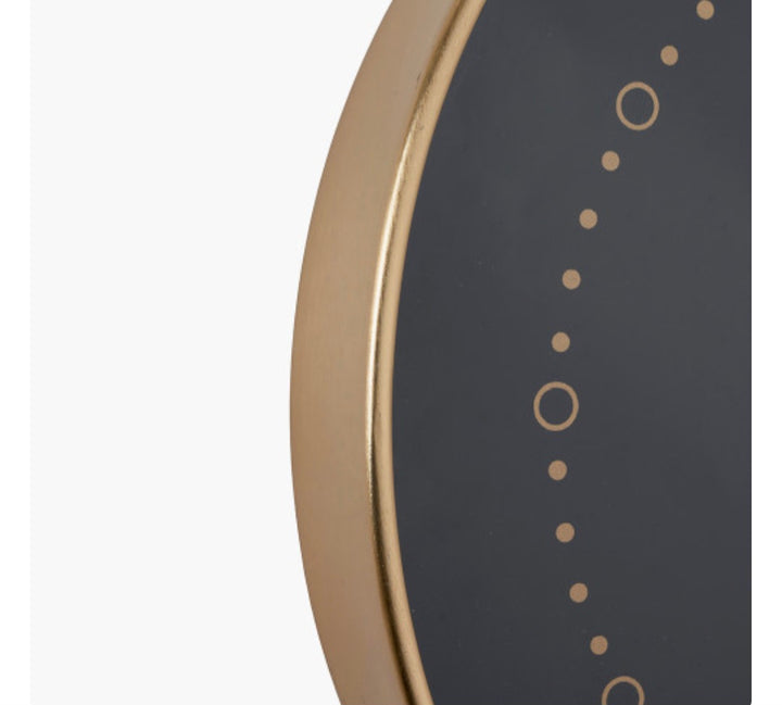 Black Face and Antique Brass Metal Wall Clock