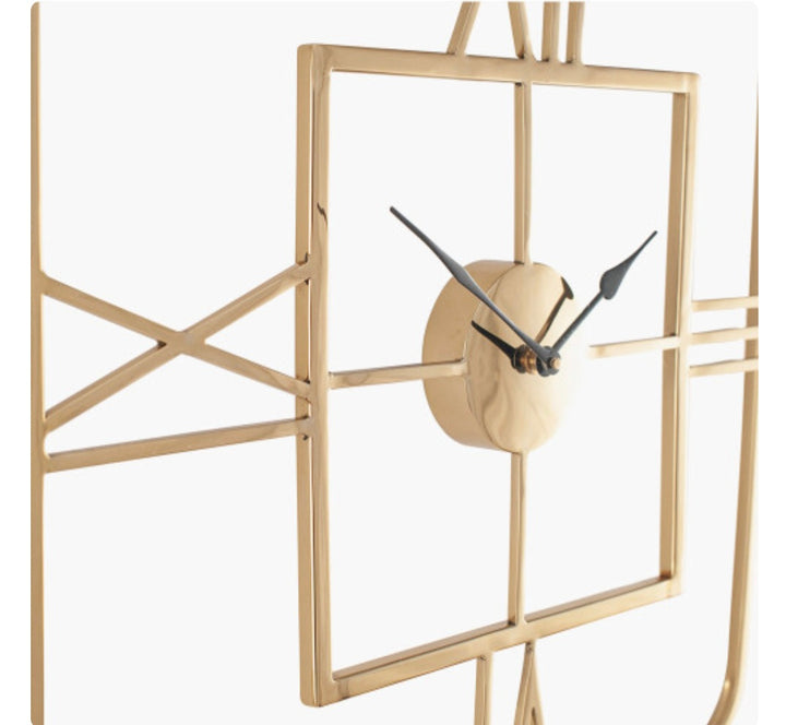 Gold Metal Double Framed Square Wall Clock