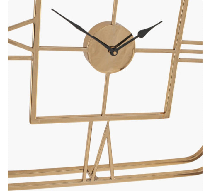 Gold Metal Double Framed Square Wall Clock