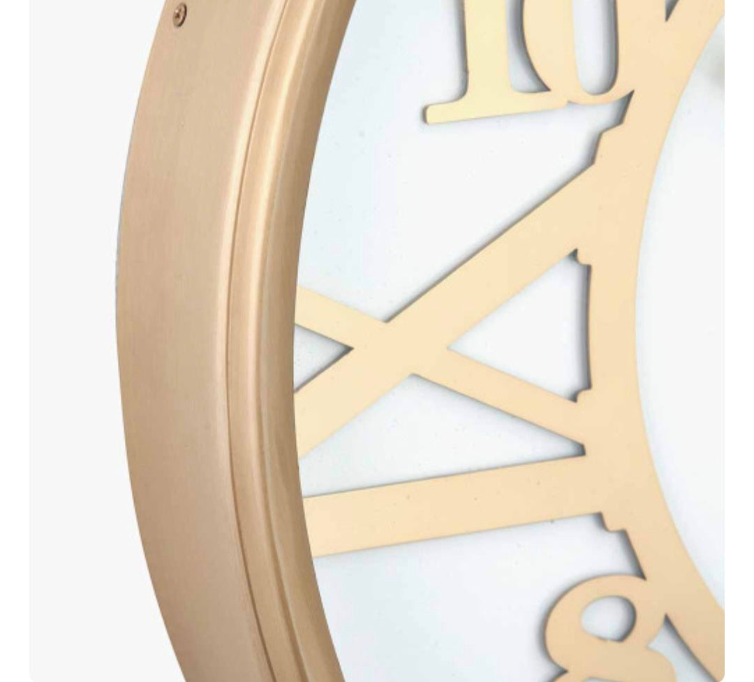 Gold Metal and White Face Round Wall Clock