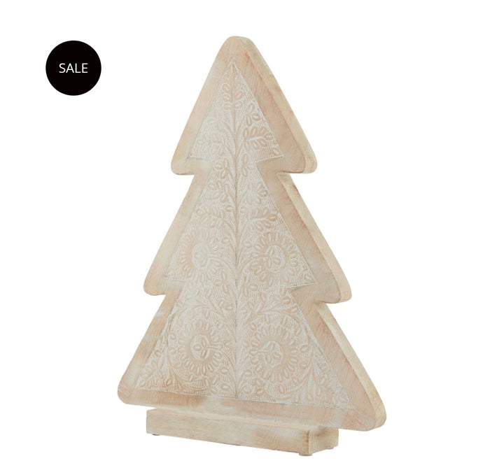 White Wash Collection Wooden Large Patterned Decorative Tree