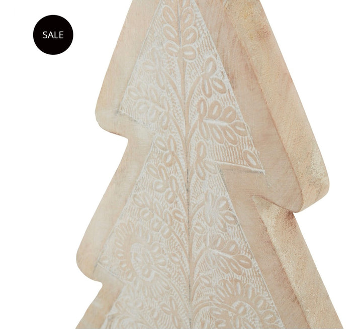 White Wash Collection Wooden Large Patterned Decorative Tree