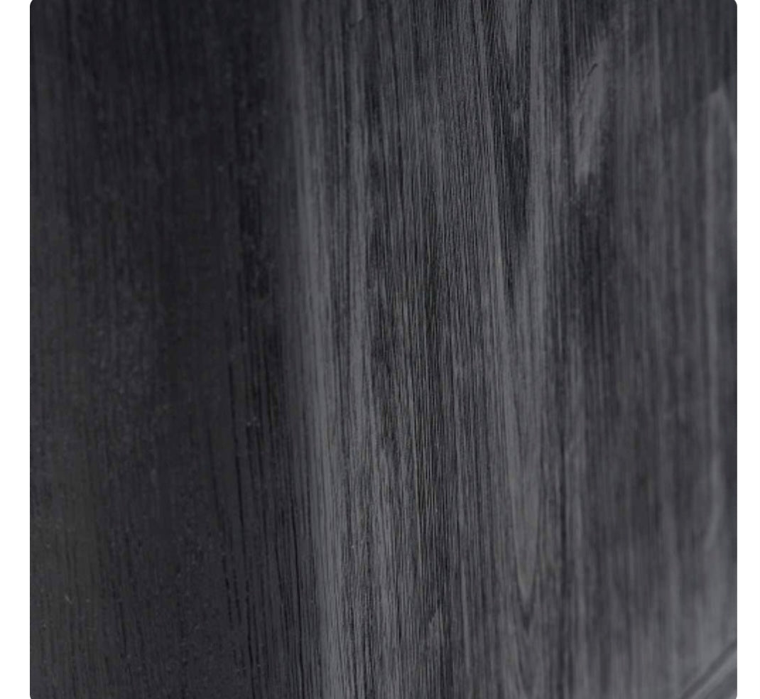 Fiji Black Acacia Wood and Natural Rattan 1 Drawer 1 Shelf Unit