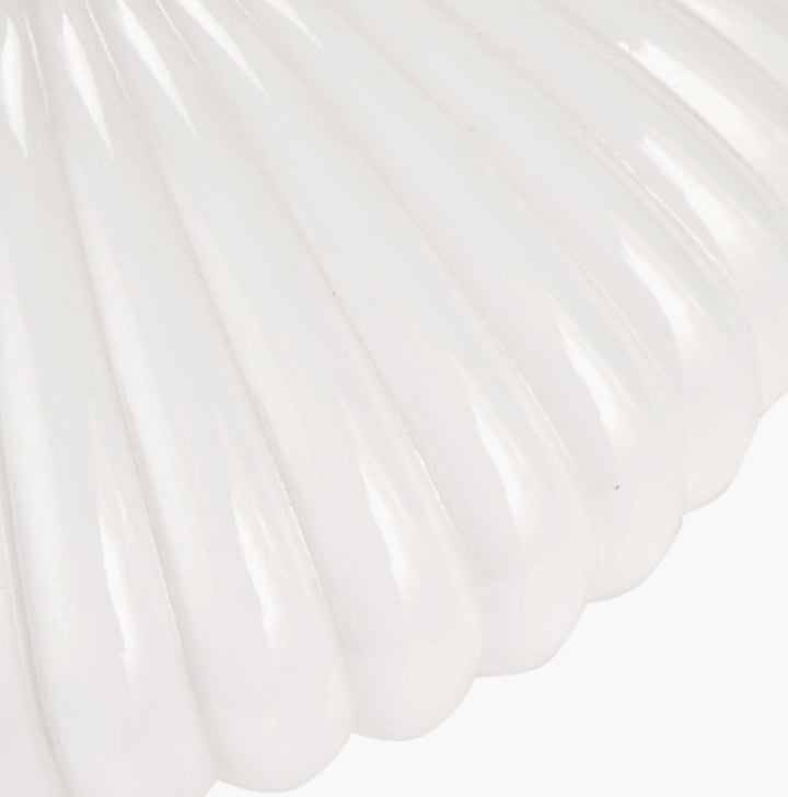 Emilia White Ribbed Glass and Gold Metal Oval Table Lamp Base with Zara 35cm Black Silk Lined Cylinder Lampshade