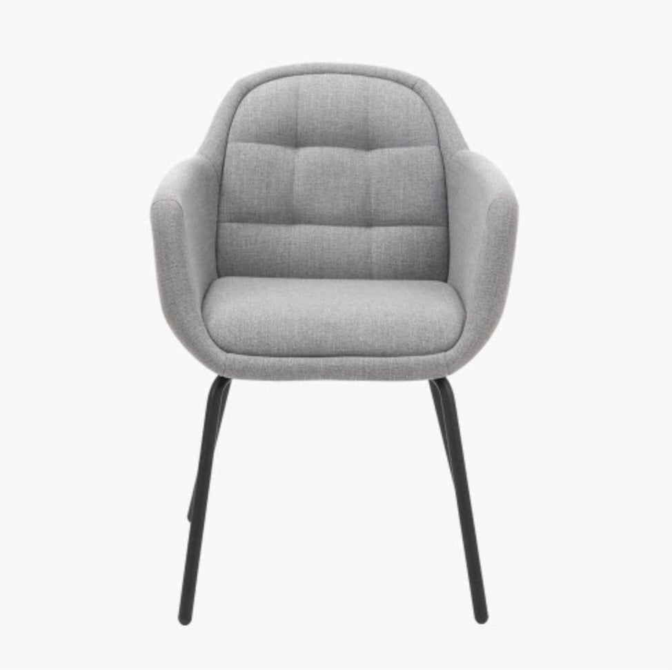 Alba Grey Linen Mix and Black Metal Carver Dining Chair