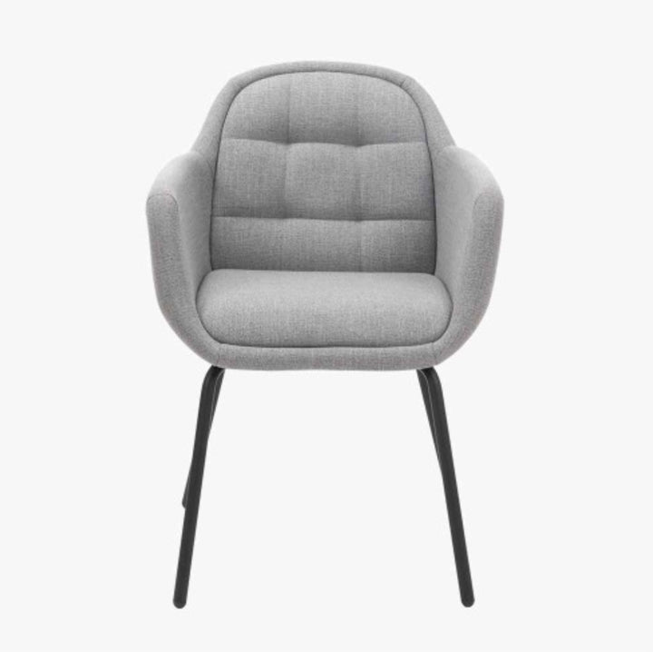 Alba Grey Linen Mix and Black Metal Carver Dining Chair