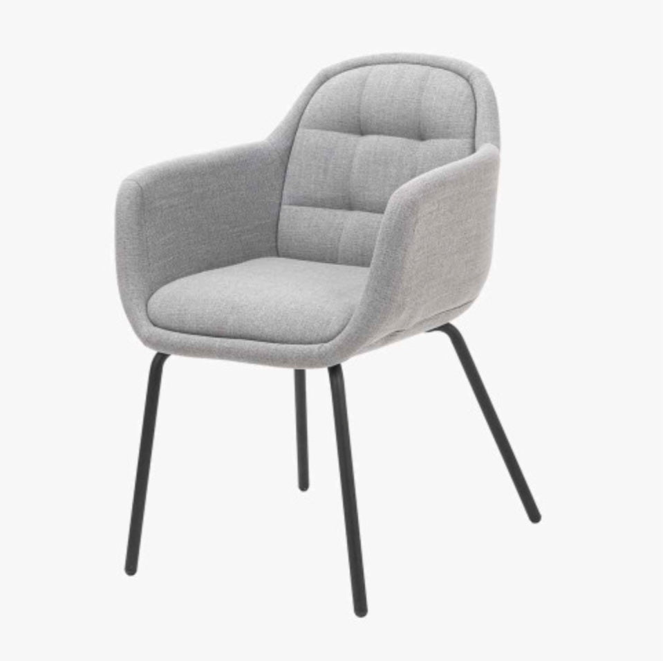 Alba Grey Linen Mix and Black Metal Carver Dining Chair