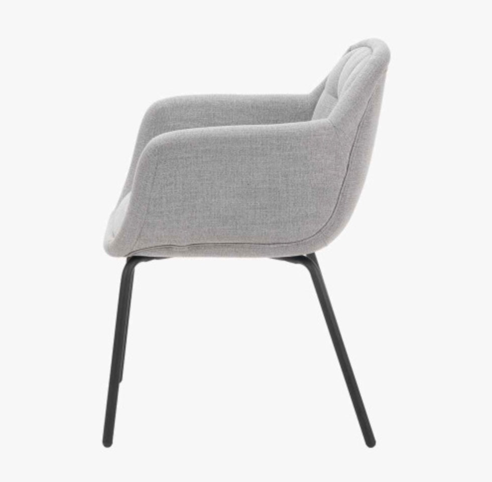 Alba Grey Linen Mix and Black Metal Carver Dining Chair