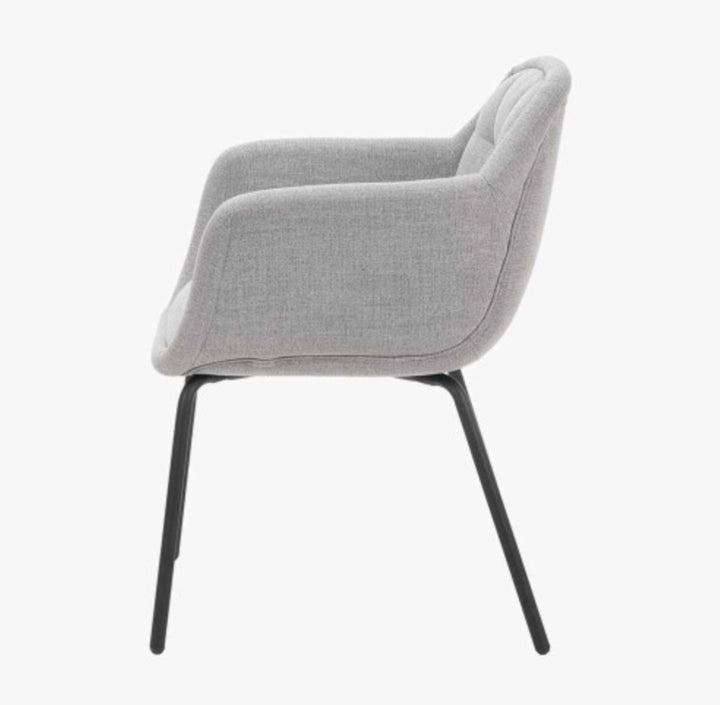 Alba Grey Linen Mix and Black Metal Carver Dining Chair