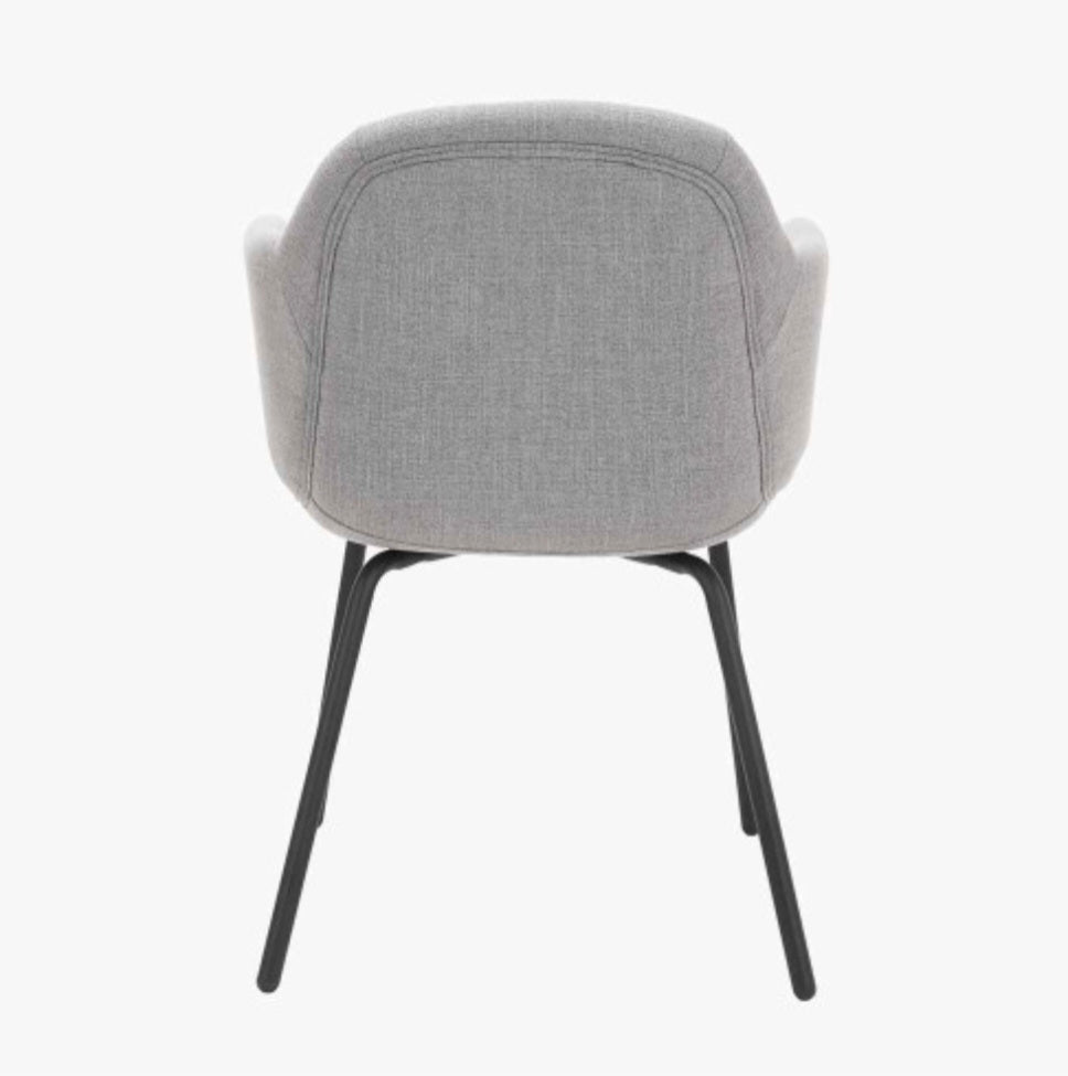 Alba Grey Linen Mix and Black Metal Carver Dining Chair