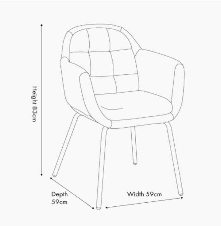 Alba Grey Linen Mix and Black Metal Carver Dining Chair