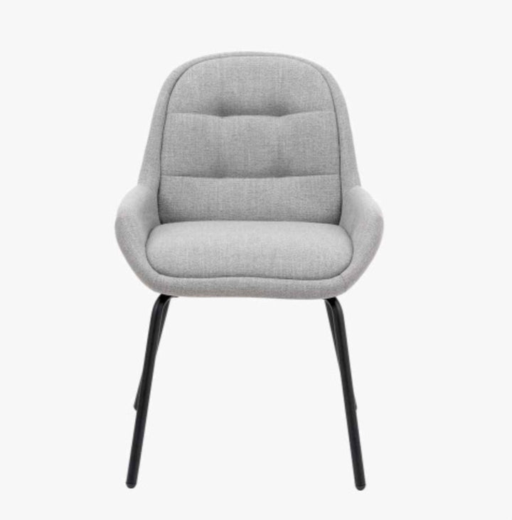 Alba Grey Linen Mix and Black Metal Dining Chair