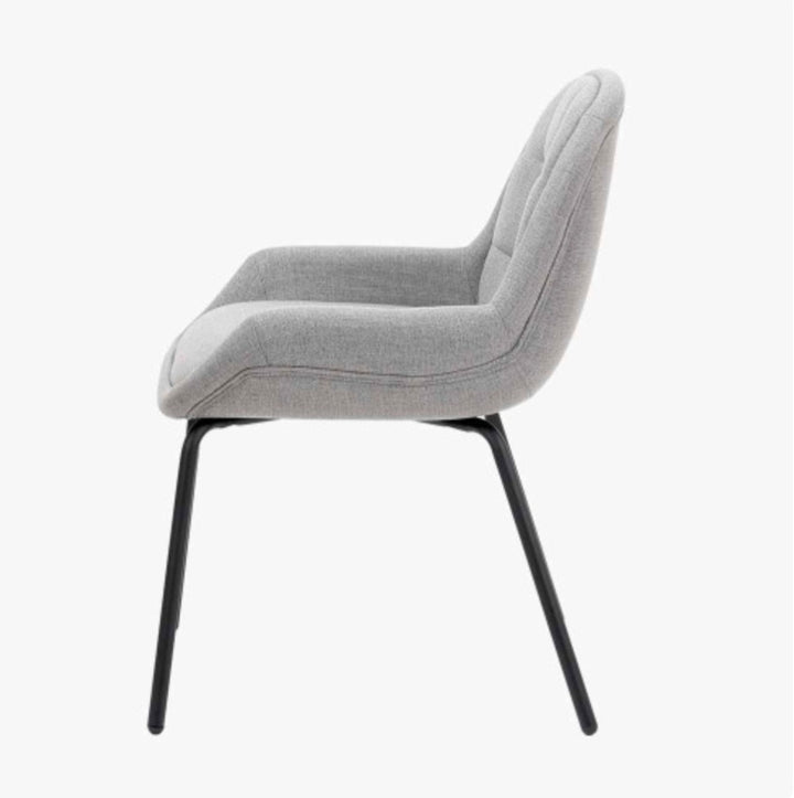 Alba Grey Linen Mix and Black Metal Dining Chair