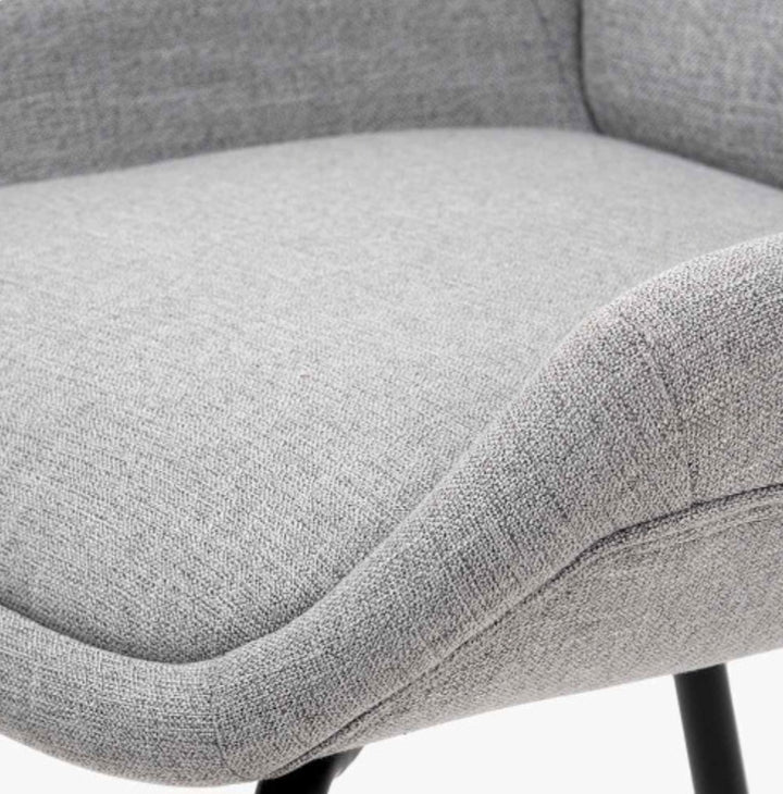 Alba Grey Linen Mix and Black Metal Dining Chair