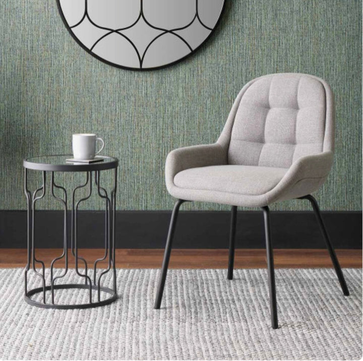 Alba Grey Linen Mix and Black Metal Dining Chair