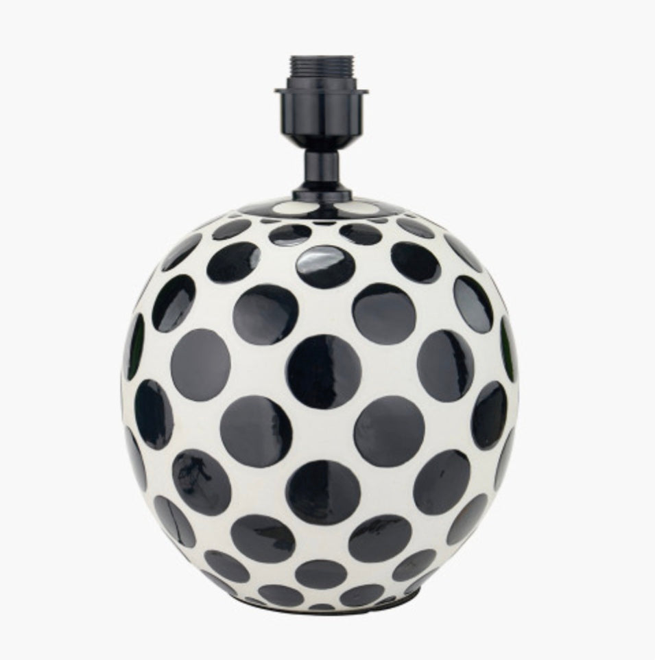 Larisa Black Polka Dot Ceramic Table Lamp Base