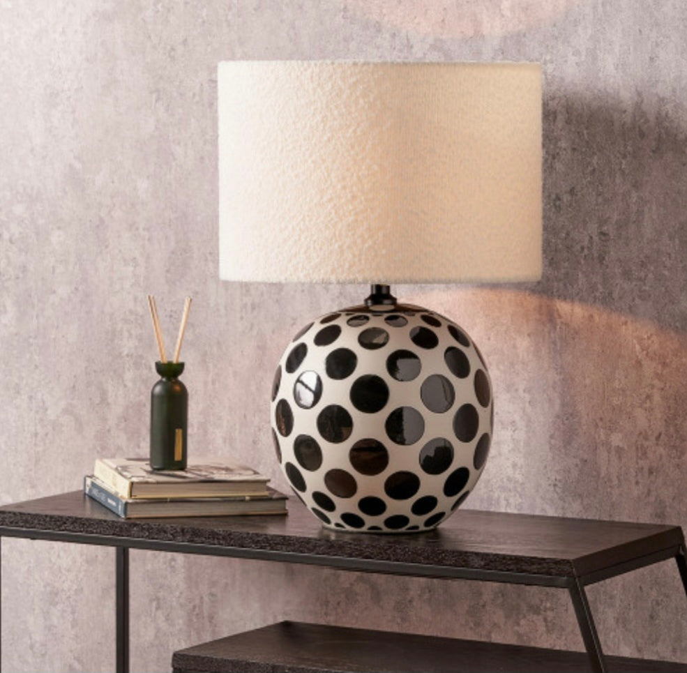 Larisa Black Polka Dot Ceramic Table Lamp Base